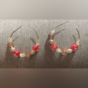 Target Red and Gold Beaded Earrings